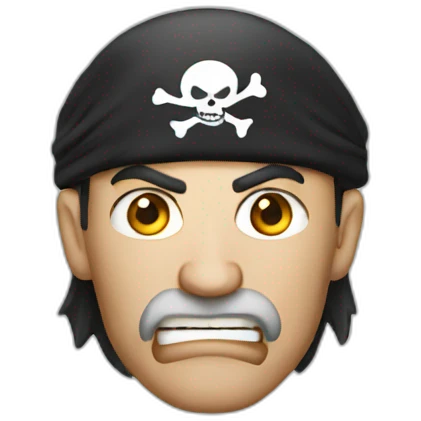 white pirate with angry face emoji