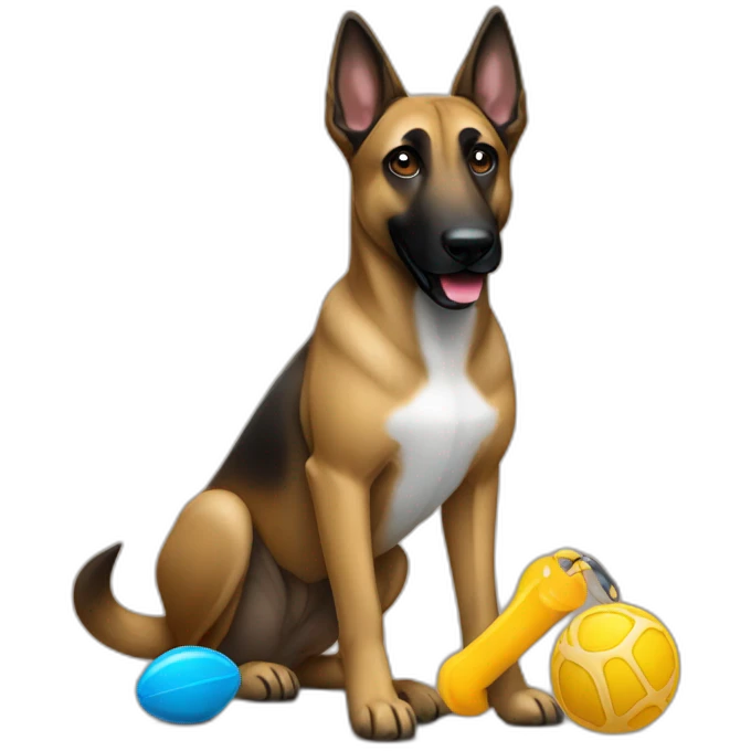 malinois with toy emoji