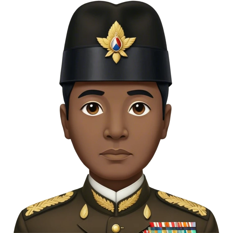 ​Cinematic Realistic Portrait of Sukarno, depicted in a lifelike, realistic style based on his iconic portrait, showcasing his thoughtful, charismatic expression in period attire, rendered with detailed textures and warm, evocative lighting that captures his pioneering spirit and national pride, emoji