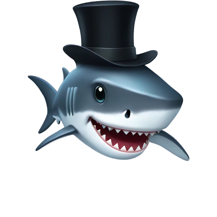 Shark with a top hat emoji