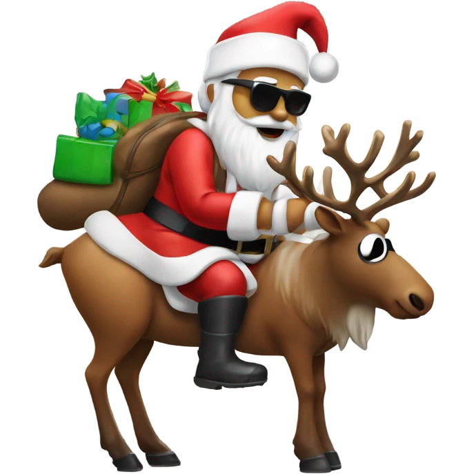 santa clause on a reindeer pooping with sunglasses  emoji