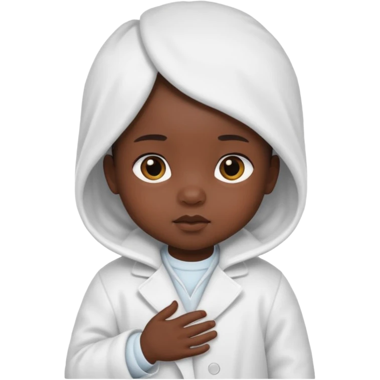 baby in white coat, black skin emoji