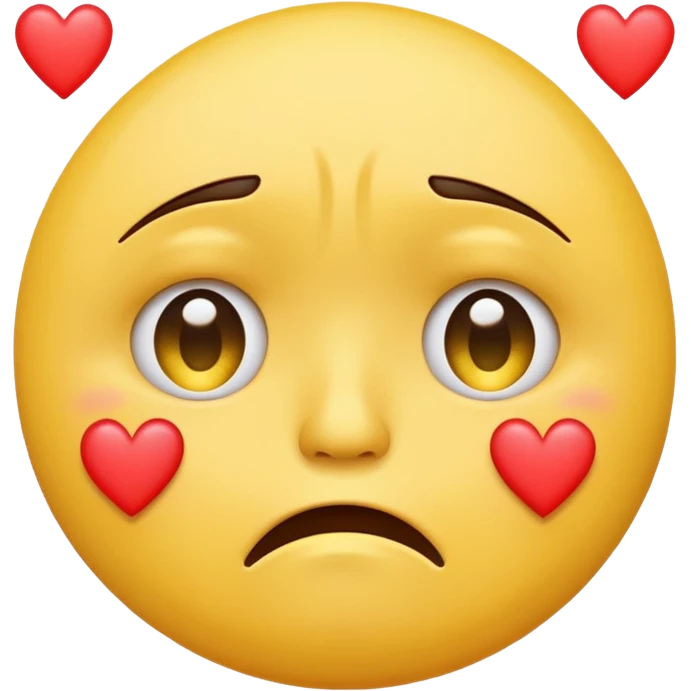 A yellow circular frowning Face with hearts above its eyes, crying emoji