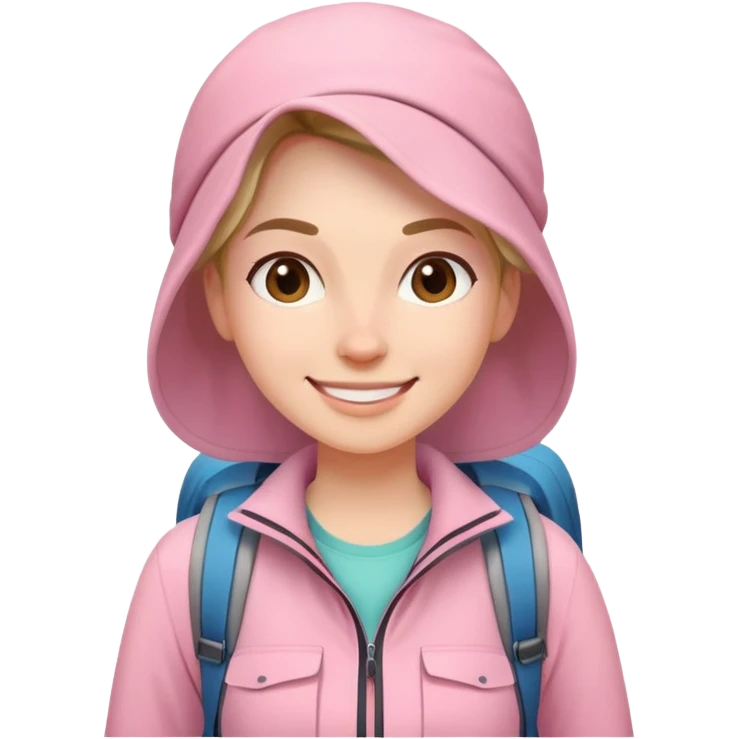woman hiking wearing light pink clothes emoji