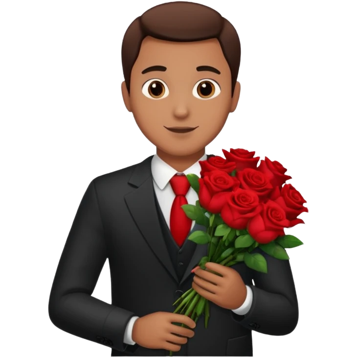 Un homme qui donne un bouquet de roses emoji