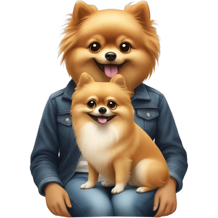  Pomeranian dog with girl  emoji