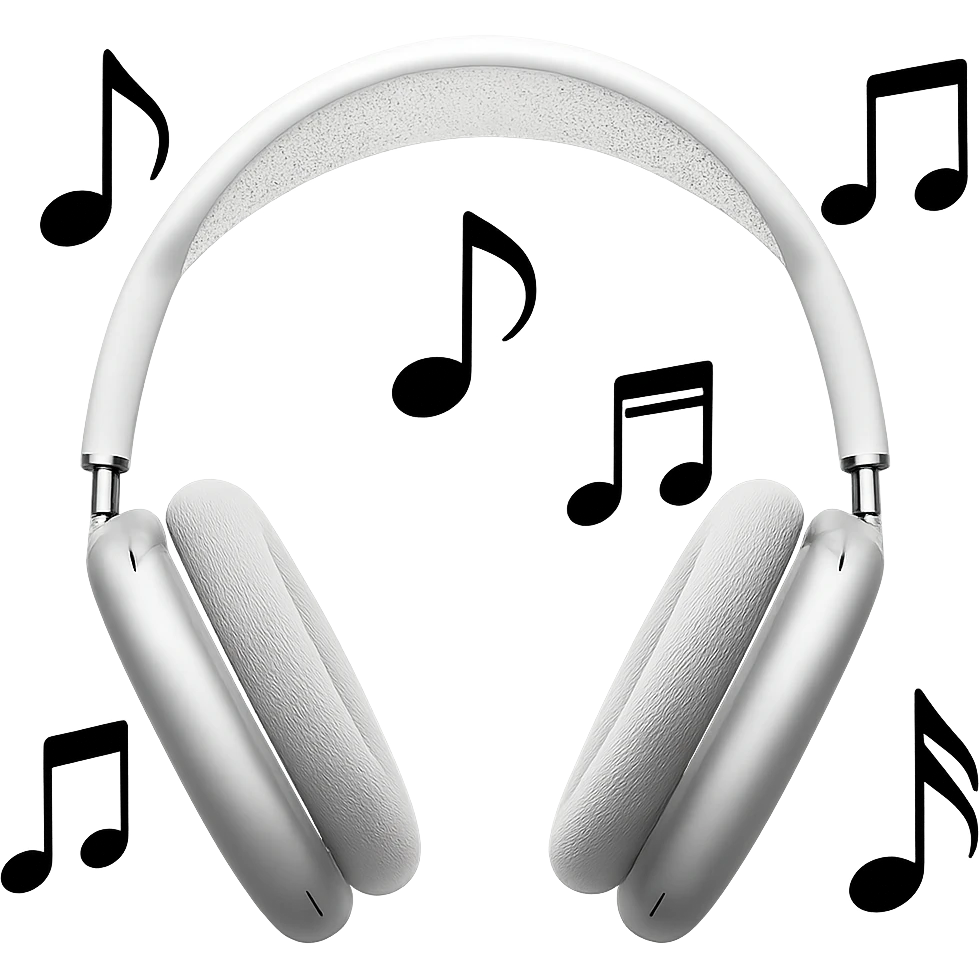 Add music notes to the AirPods MAX headphones in a general style. emoji