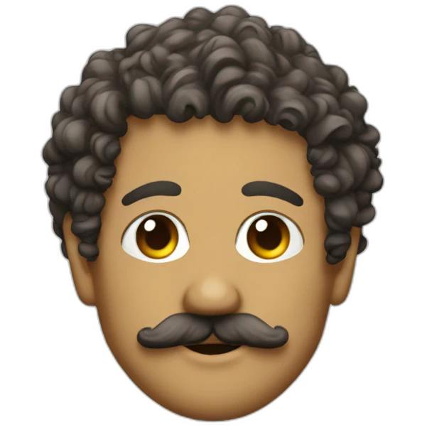 moustache and curly hair 40 year old musician emoji