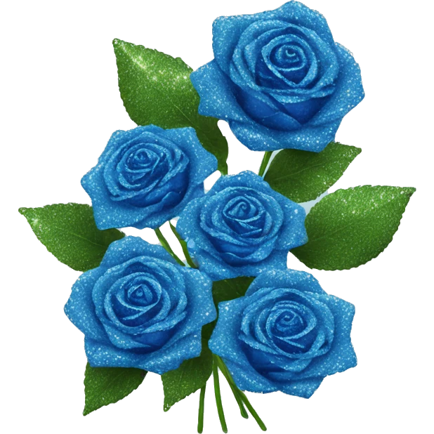 Blue glitter rose bouquet  emoji