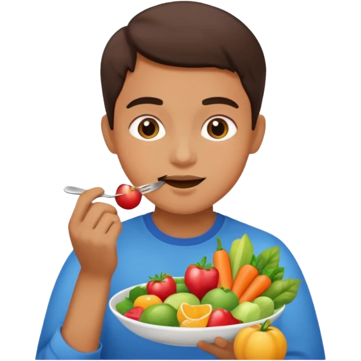 A fit person with eating healthy food emoji