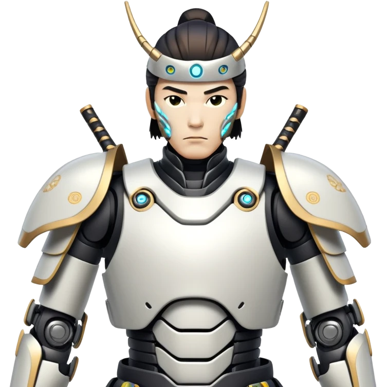 cyborg male samurai with robotic limbs and glowing cybernetic enhancements emoji
