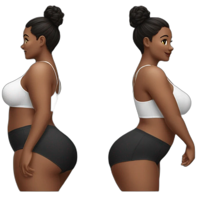 both views curvy beauty jumping white knickers black skirt emoji