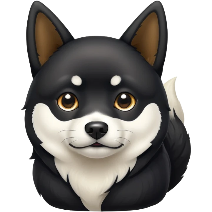 black Shiba Inu dog with pointed ears and curled tail emoji