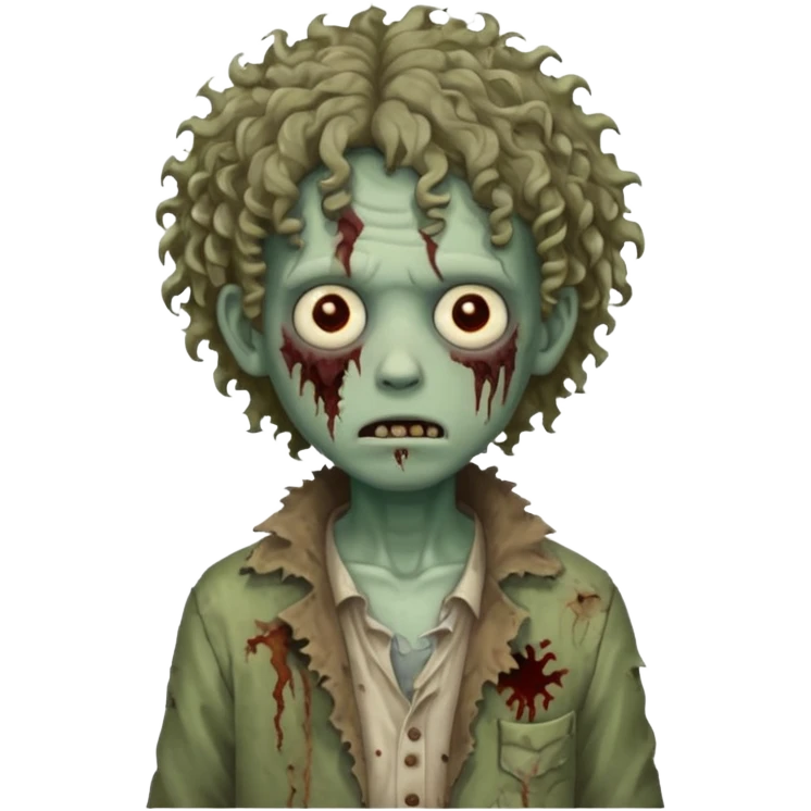 Boy zombie with curly hair emoji