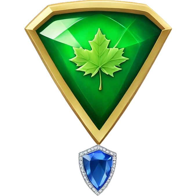 Green Maple Leaf Add Diamond saphire  gems, trophy, add a shield emoji