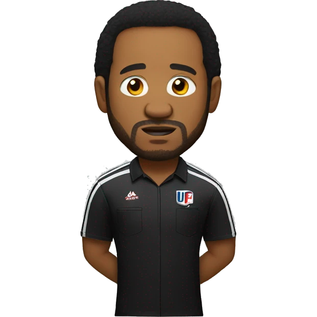 ufc referee herb dean shrugging his shoulders with a black shirt emoji