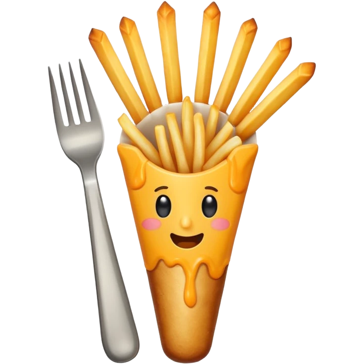 Fork with cheesy French fries emoji