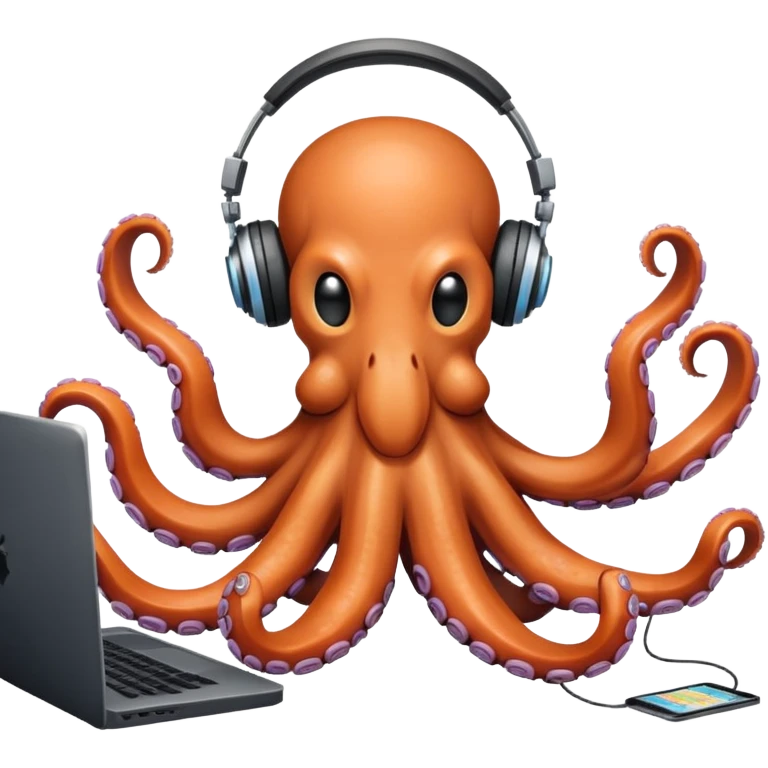 Octopus DJ in office  emoji