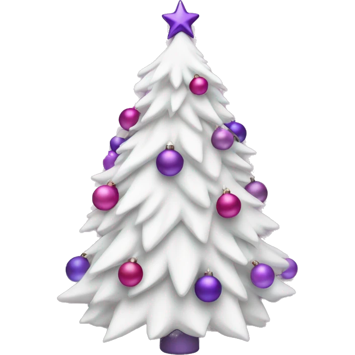 white christmas tree with pink and purple ornaments emoji