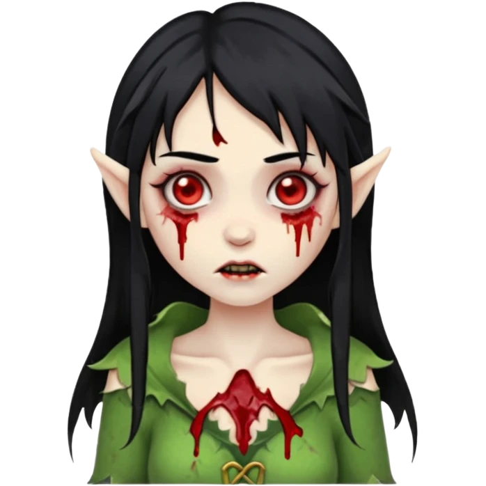woman elves zombie with black hair emoji