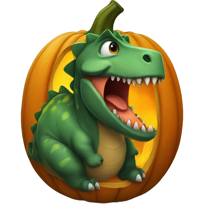 Dinosaur inside pumpkin  emoji