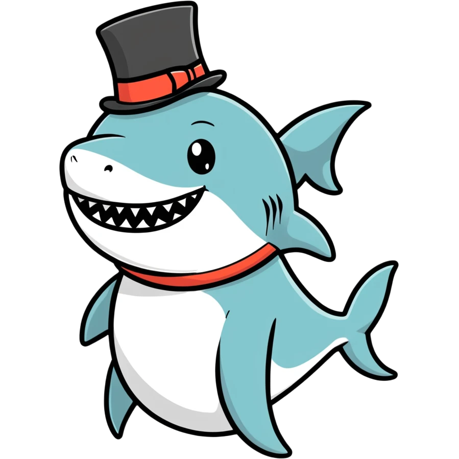 Shark with a top hat emoji