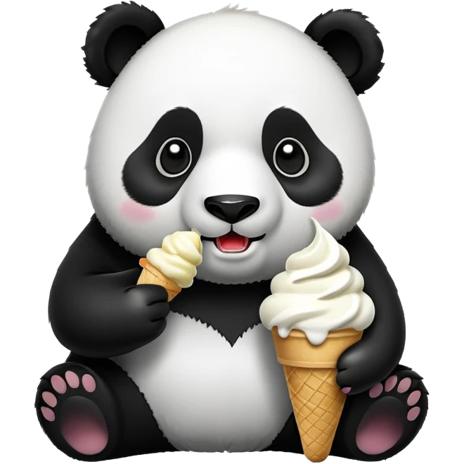 Panda eating ice cream emoji
