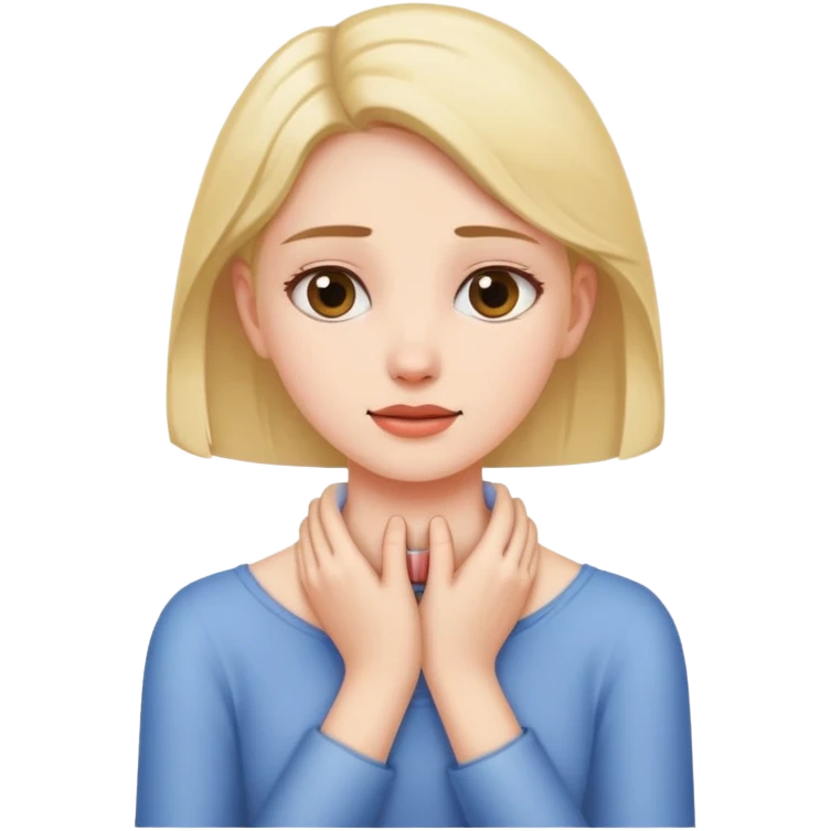 Girl holding  neck with hands  emoji