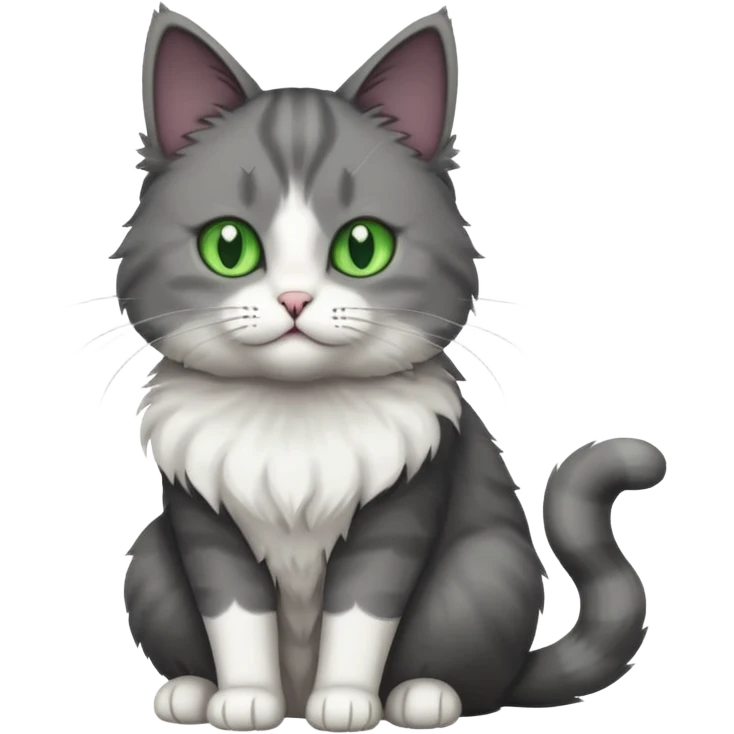 full body dark grey and white cat emoji