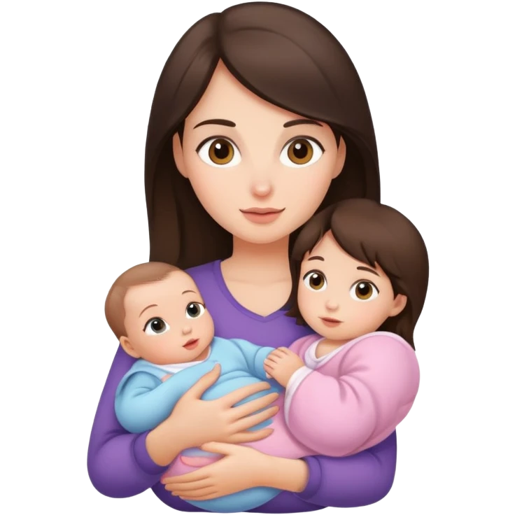 brunette girl holding baby girl emoji