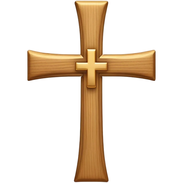 3D emoji of a simple cross, made of smooth wood or gold, with soft edges and a glossy finish in emoji style emoji