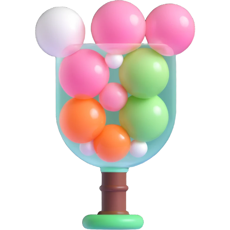 Aesthetic Bubble Tee with a pink-to-white and white-to-green match gradient, brown balls and a brown tube emoji