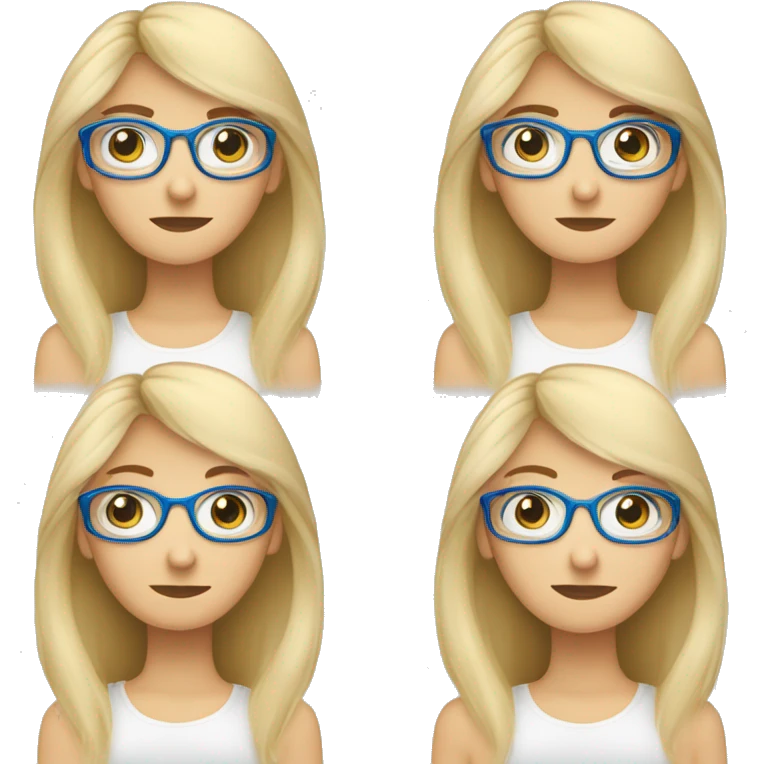 Frau blondes halblanges Haar und blaue Augen und braune Brille und Sommersprosse emoji