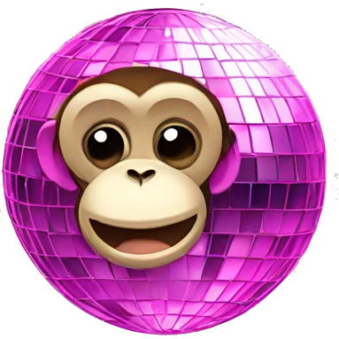 A disco ball with a pink heart and a monkey on the top emoji