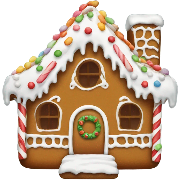 Gingerbread house with white frosting emoji