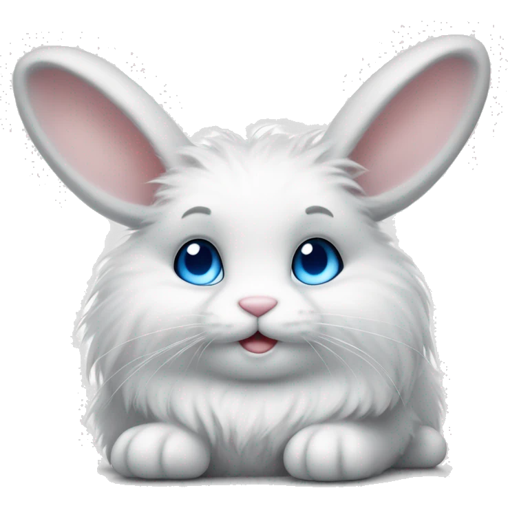 Very Fluffy bunny with blue eyes relaxing small ears emoji