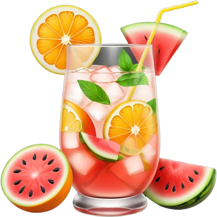 summer cocktail with lemon, watermelon, orange emoji