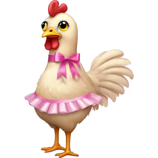 Chicken with pink ribbon and ballerina dress emoji