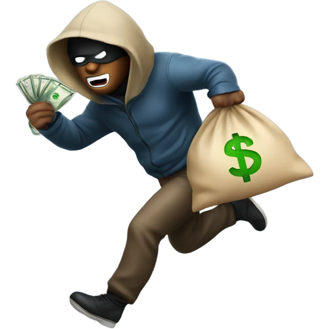 robber with money bag running emoji
