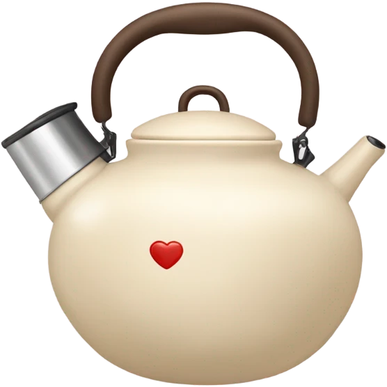 Cream colored heart shaped kettle emoji