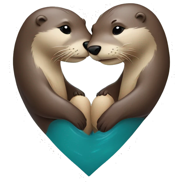 Two otters creating a heart emoji