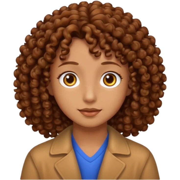 Nano con capelli ricci marroni, occhi marroni emoji