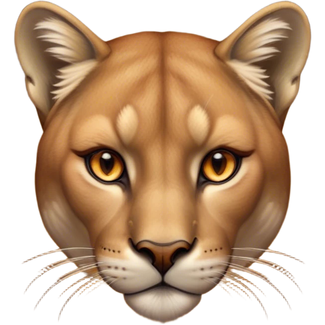 Cinematic Noble Cougar Portrait Emoji, Poised and regal, with a lithe, muscular build and a sleek, tawny Fur with subtle dark accents, deep-set soulful amber eyes, Simplified yet sharp and sophisticated features, highly detailed, glowing with a warm, dignified glow, high shine, intelligent and stealthy, stylized with an air of wild elegance, focused and attentive, soft glowing outline, capturing the essence of a watchful and confident predator, so majestic it feels as though it could silently pounce out of the screen with effortless authority! emoji
