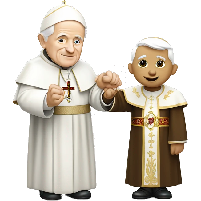 Pope John Paul holding hands with pope Benedict  emoji