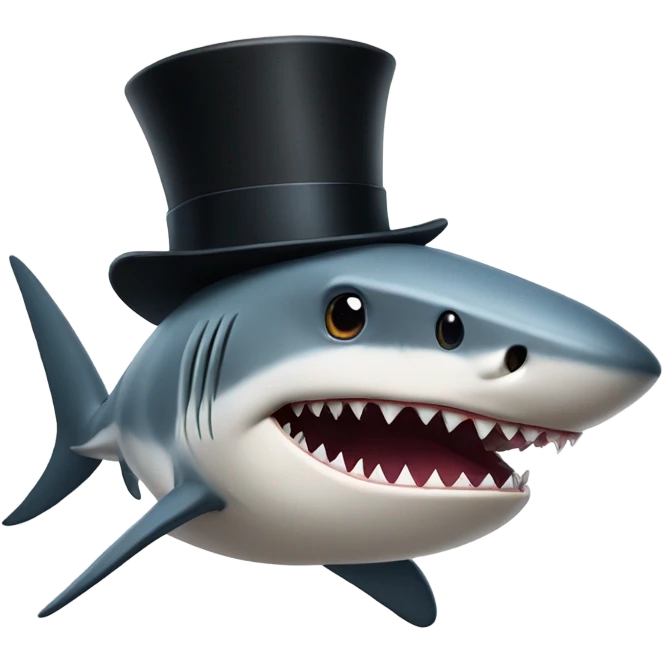 Shark with a top hat emoji
