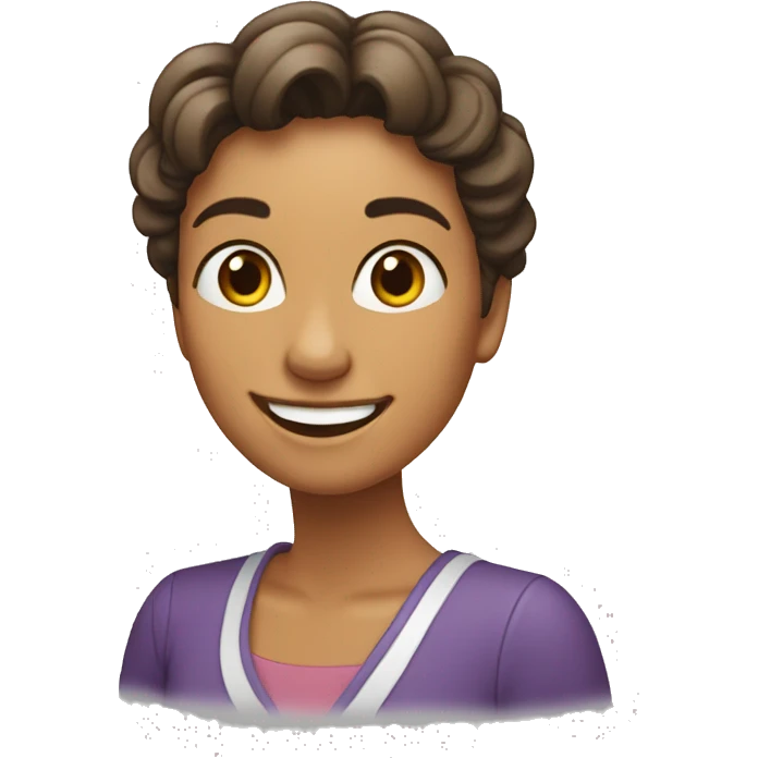 Una señora con pelo castaño sonriendo emoji