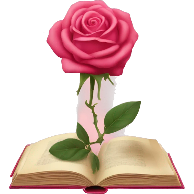 Un libro rosado cerrado y en la portada una rosa 🌹  emoji