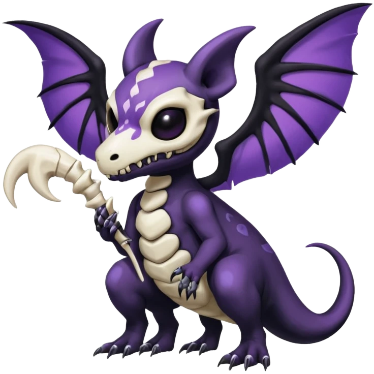 Nebulae Salandit-Cubone-Duskull-Noibat-Fakémon-hybrid-creature (full body)  emoji