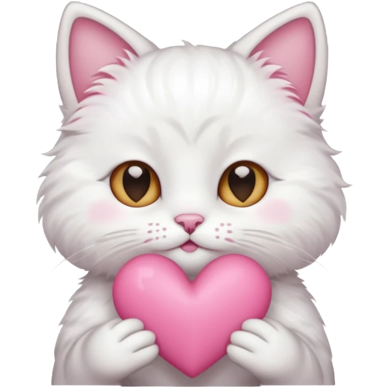 white cat hands holding a pink heart emoji