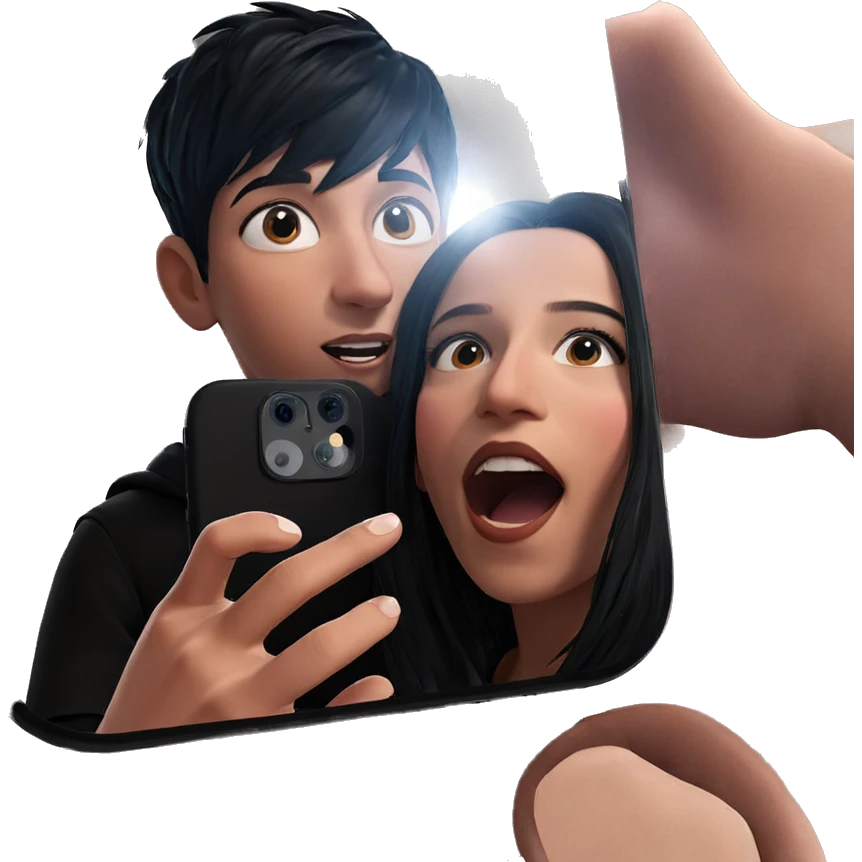 selfie with boy and girl emoji